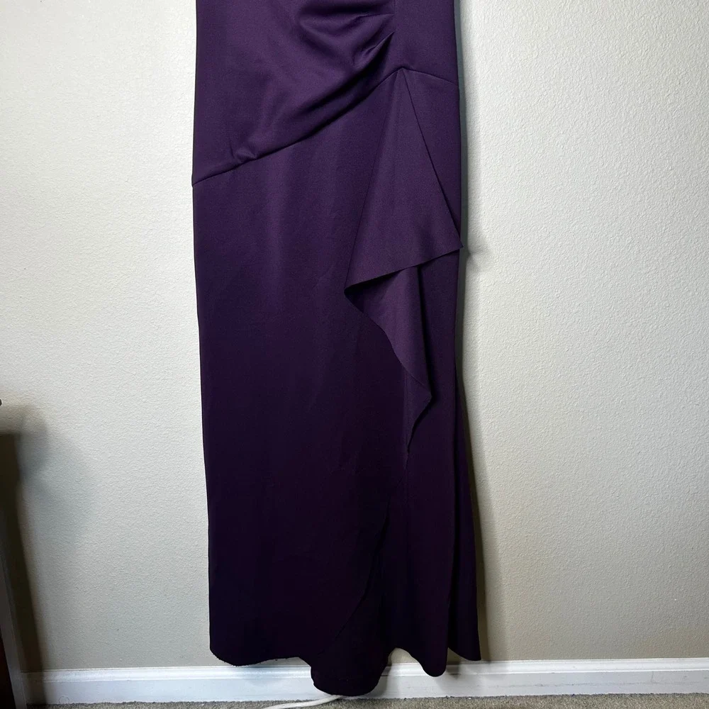 Xscape Purple Berry Off Shoulder Formal Maxi Dress‎ Size 16W Scuba Off Shoulder